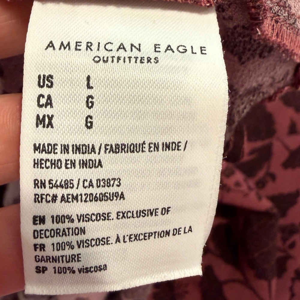 American Eagle Maxi Dress Womens Lrg Burgundy Floral Lace Trim Grunge Fairycore - Picture 11 of 16